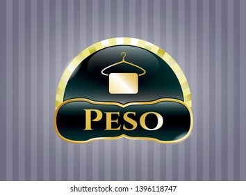  Golden badge with hanger with towel icon and Peso text inside