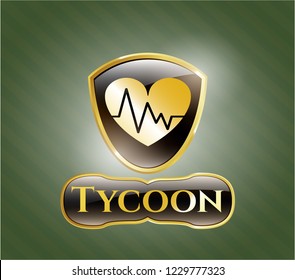  Golden badge with heart with electrocardiogram icon and Tycoon text inside