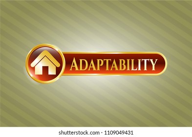  Golden badge with home icon and Adaptability text inside