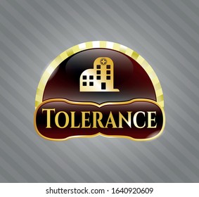  Golden badge with hospital icon and Tolerance text inside