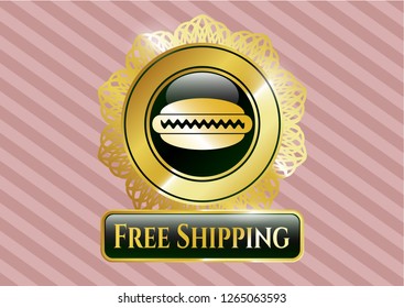  Golden Badge With Hot Dog Icon And Free Shipping Text Inside