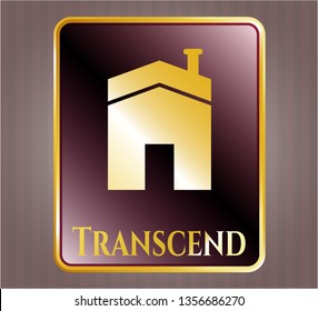  Golden badge with house icon and Transcend text inside