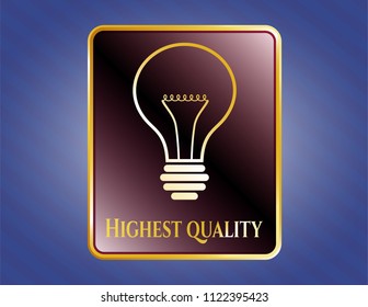  Golden badge with idea icon and Highest Quality text inside