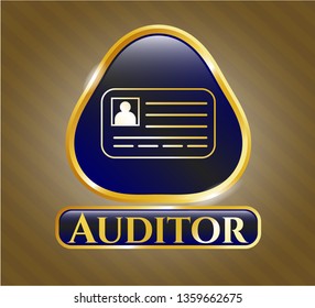  Golden badge with identification card icon and Auditor text inside