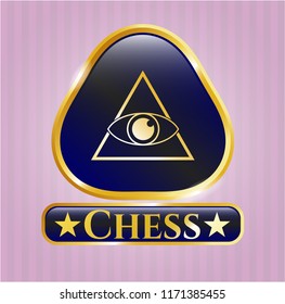  Golden badge with illuminati pyramid icon and Chess text inside