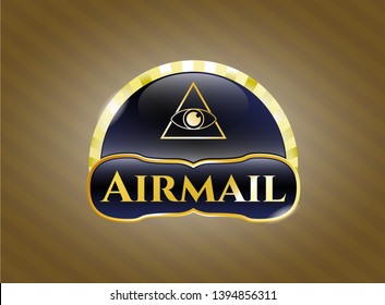  Golden badge with illuminati pyramid icon and Airmail text inside