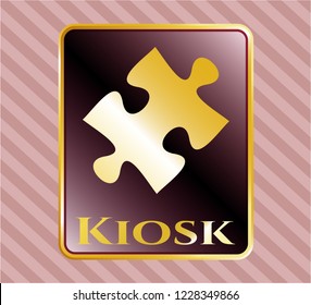  Golden badge with jigsaw puzzle piece icon and Kiosk text inside