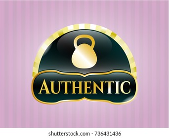  Golden badge with kettlebell icon and Authentic text inside