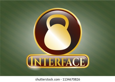  Golden badge with kettlebell icon and Interface text inside