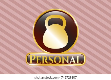  Golden badge with kettlebell icon and Personal text inside