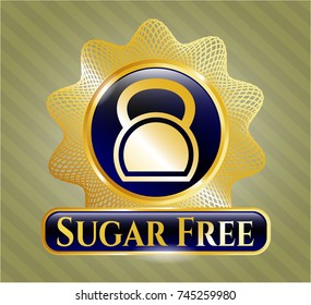 Golden badge with kettlebell icon and Sugar Free text inside