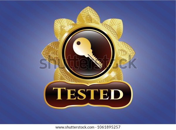  Golden\
badge with key icon and Tested text\
inside
