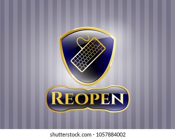  Golden badge with keyboard icon and Reopen text inside