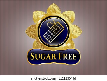  Golden badge with keyboard icon and Sugar Free text inside