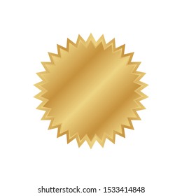 Golden badge label. Vector gold rosette.