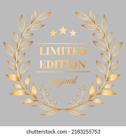 Golden badge labels and laurel retro vintage vector design 