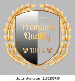 Golden badge labels and laurel retro vintage vector design 