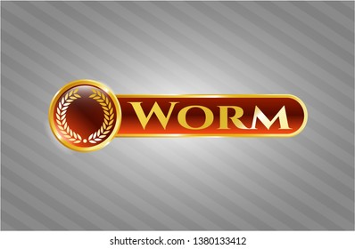  Golden badge with laurel wreath icon and Worm text inside