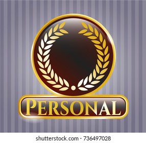  Golden badge with laurel wreath icon and Personal text inside