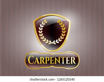  Golden badge with leaf crown icon and Carpenter text inside