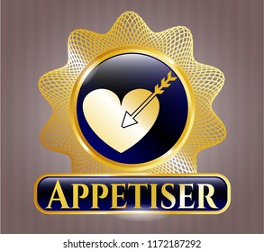  Golden badge with love icon and Appetiser text inside