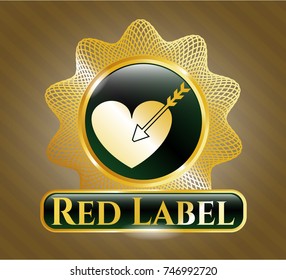  Golden badge with love icon and Red Label text inside