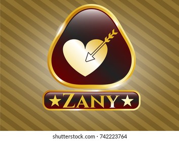  Golden badge with love icon and Zany text inside