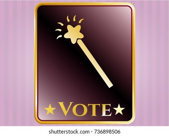  Golden badge with magic stick icon and Vote text inside