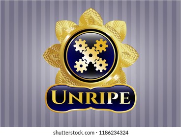 Golden badge with mechanism icon and Unripe text inside