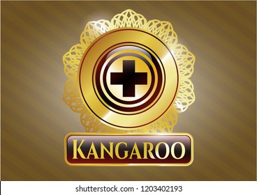  Golden badge with medicine icon and Kangaroo text inside