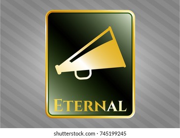  Golden badge with megaphone icon and Eternal text inside