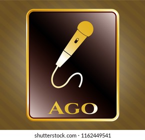  Golden badge with microphone icon and Ago text inside