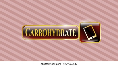  Golden badge with mobile phone icon and Carbohydrate text inside