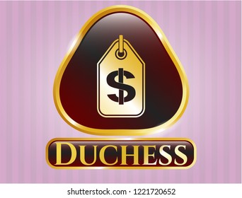  Golden badge with money tag icon and Duchess text inside