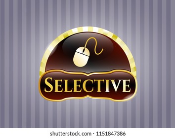  Golden badge with mouse icon and Selective text inside