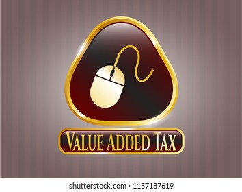 Golden badge with mouse icon and Value Added Tax text inside