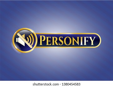  Golden badge with mute icon and Personify text inside