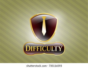  Golden badge with necktie icon and Difficulty text inside