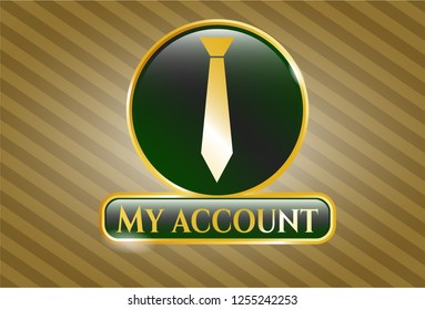  Golden badge with necktie icon and My account text inside
