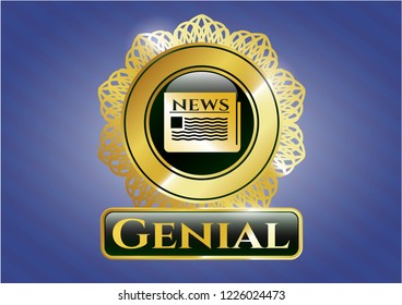  Golden badge with newspaper icon and Genial text inside