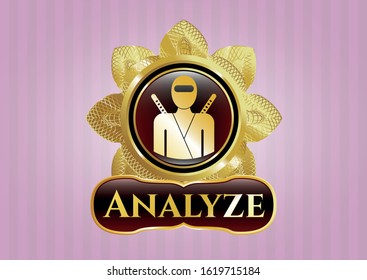  Golden badge with ninja icon and Analyze text inside