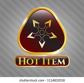  Golden badge with ninja star icon and Hot Item text inside