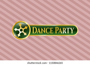  Golden badge with ninja star icon and Dance Party text inside