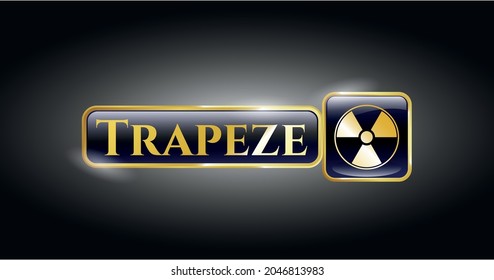 Golden badge with nuclear, radioactive icon and Trapeze text inside