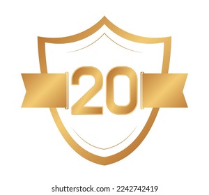 golden badge with number twenty design