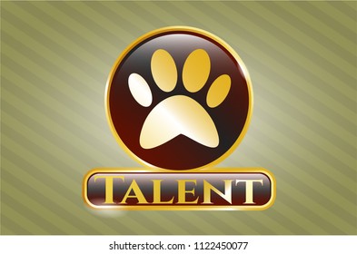  Golden badge with paw icon and Talent text inside