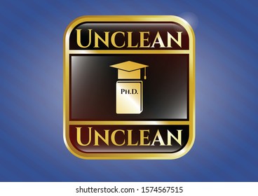 [Golden badge with Phd thesis icon and Unclean text inside