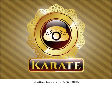  Golden badge with phone icon and Karate text inside