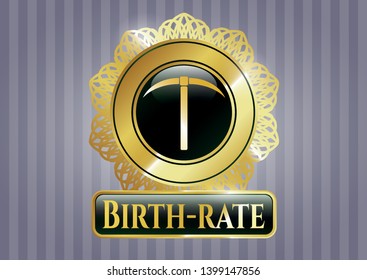  Golden badge with pickaxe icon and Birth-rate text inside