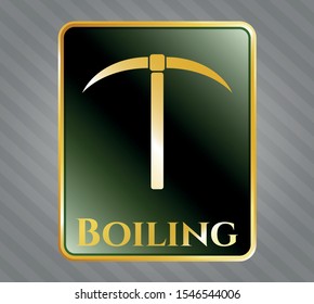  Golden badge with pickaxe icon and Boiling text inside